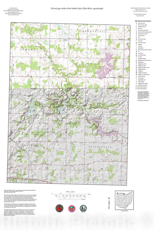 Map : Oil and gas wells of the Nettle Lake quadrangle [Revised bi-weekly], 2006 Cartography Wall Art :
