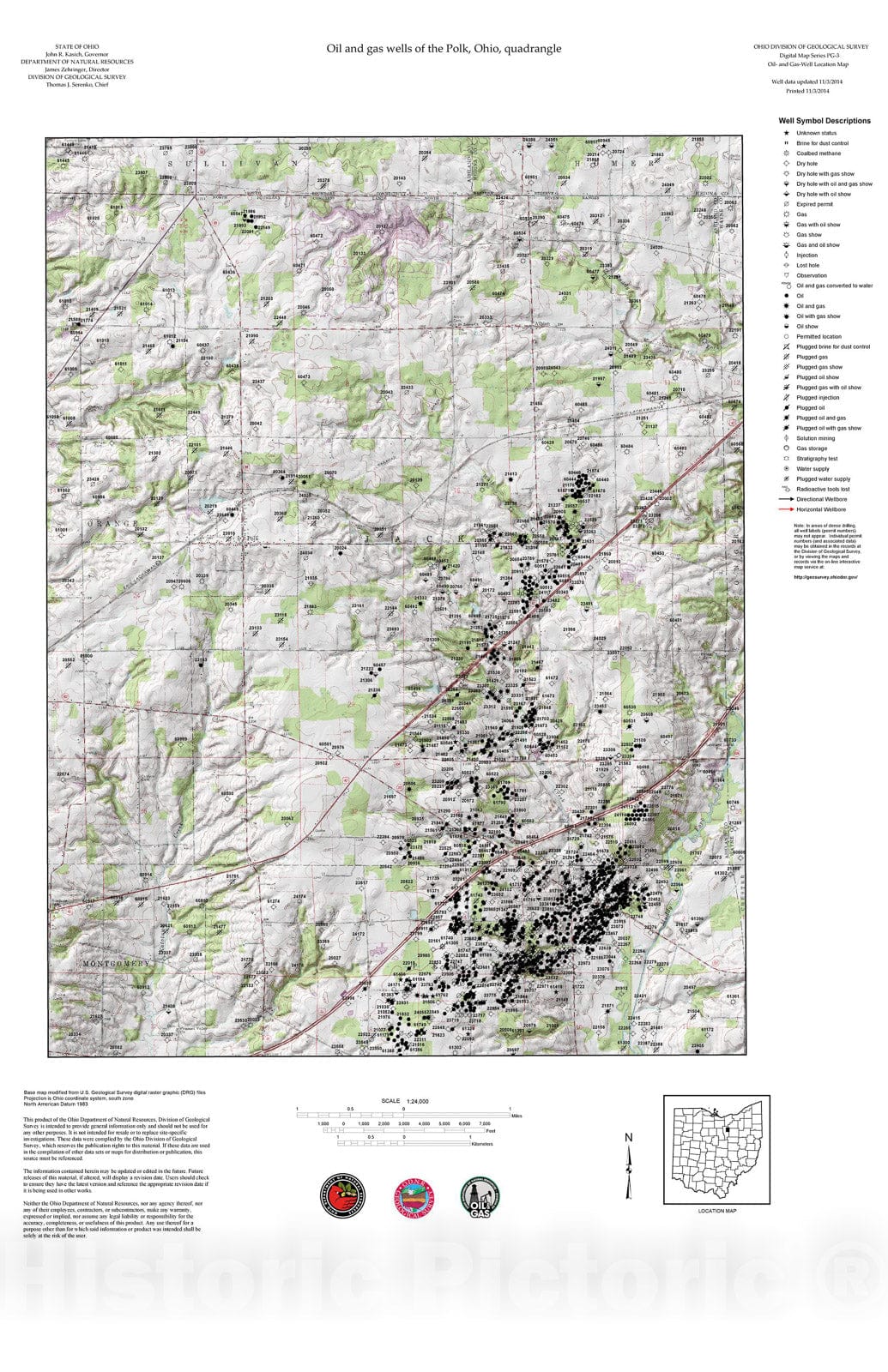 Map : Oil and gas wells of the Polk quadrangle [Revised bi-weekly], 2006 Cartography Wall Art :