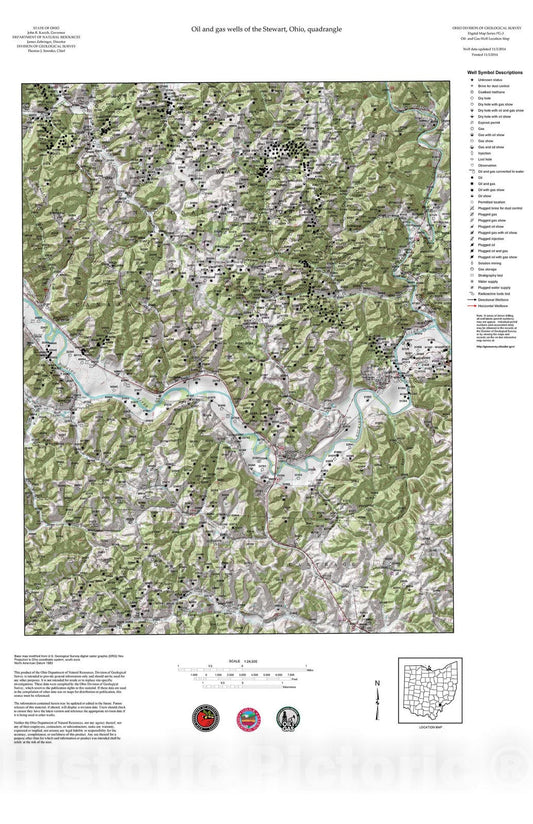 Map : Oil and gas wells of the Stewart quadrangle [Revised bi-weekly], 2006 Cartography Wall Art :
