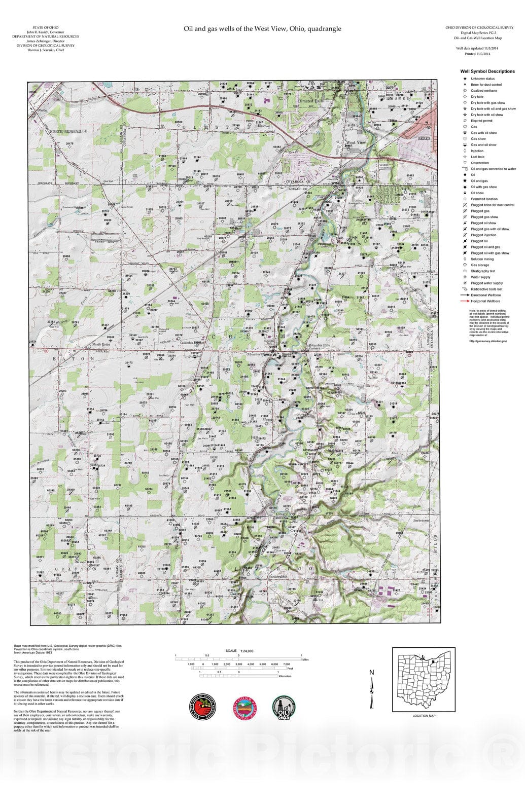 Map : Oil and gas wells of the West View quadrangle [Revised bi-weekly], 2006 Cartography Wall Art :