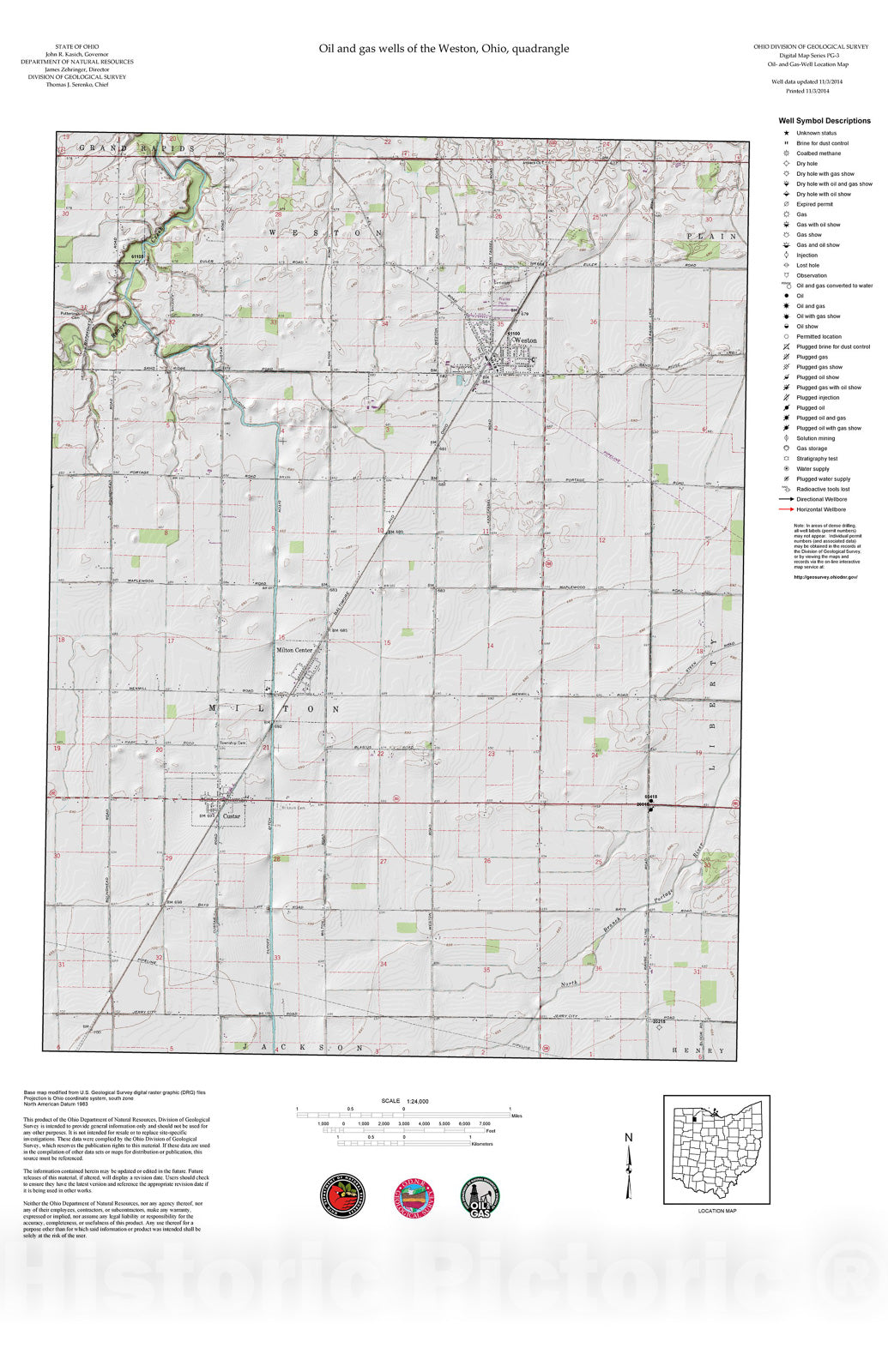 Map : Oil and gas wells of the Weston quadrangle [Revised bi-weekly], 2006 Cartography Wall Art :