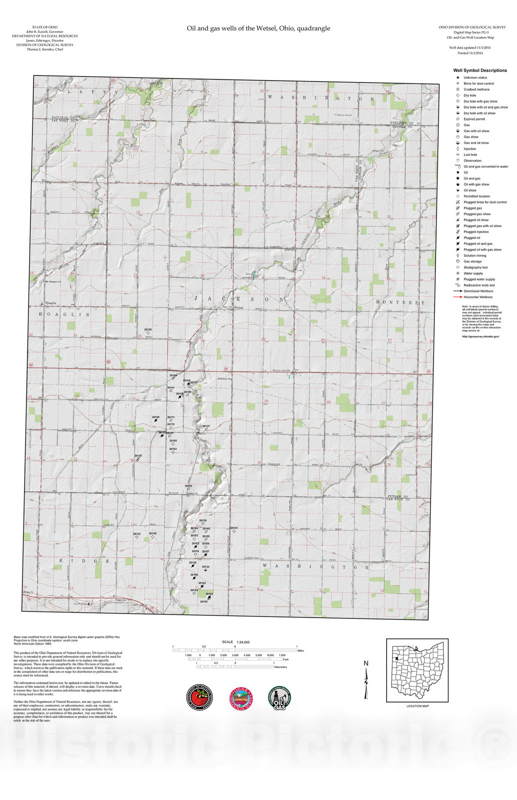 Map : Oil and gas wells of the Wetsel quadrangle [Revised bi-weekly], 2006 Cartography Wall Art :