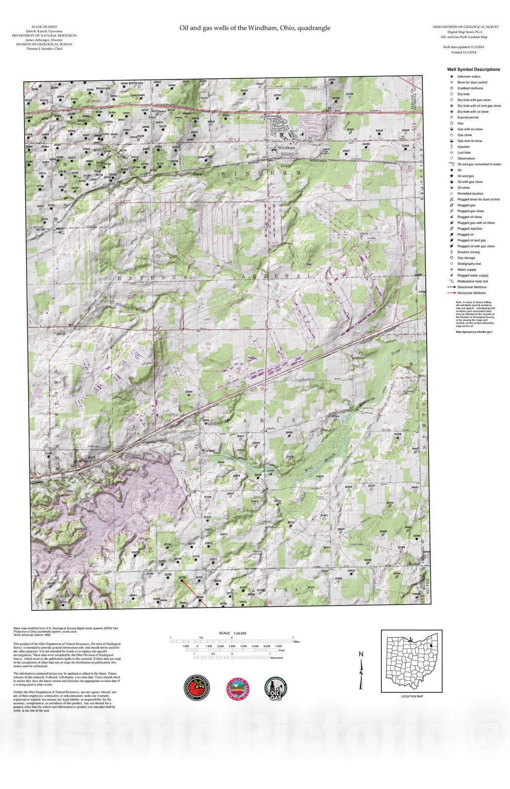 Map : Oil and gas wells of the Windham quadrangle [Revised bi-weekly], 2006 Cartography Wall Art :