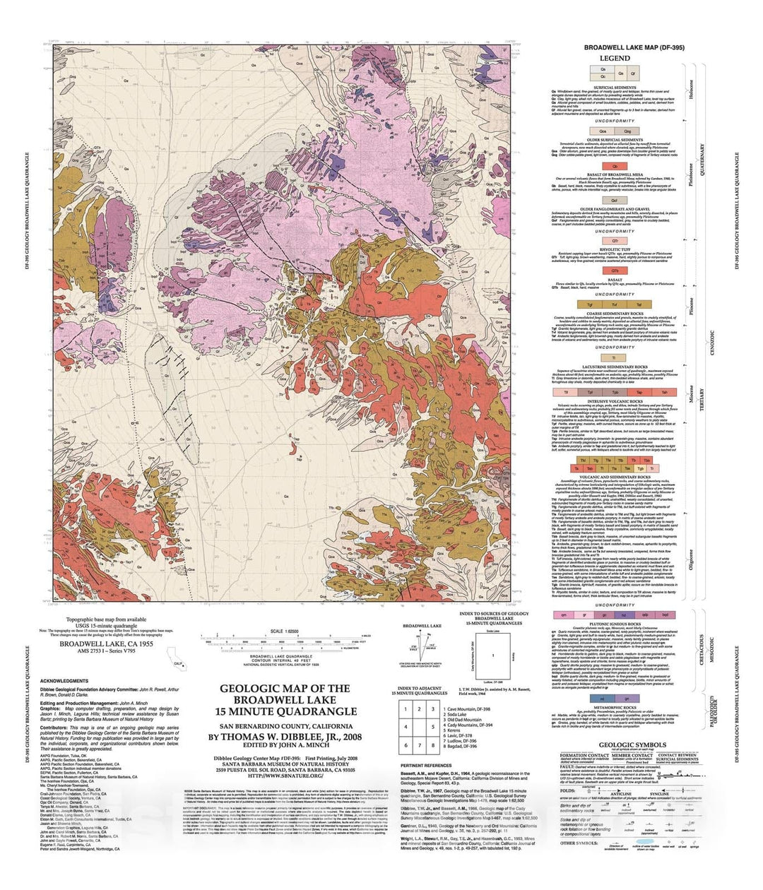 Map : Geologic map of the Broadwell Lake fifteen minute quadrangle, San Bernardino County, California, 2008 Cartography Wall Art :