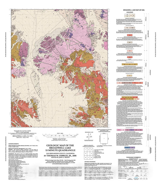 Map : Geologic map of the Broadwell Lake fifteen minute quadrangle, San Bernardino County, California, 2008 Cartography Wall Art :