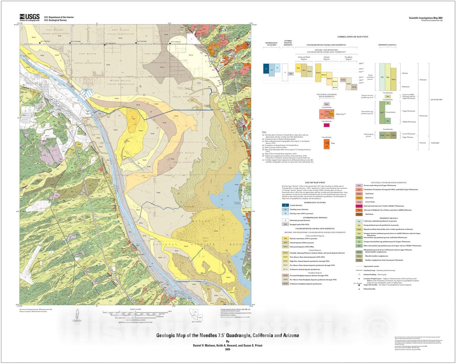Map : Geologic map of the Needles 7.5' quadrangle,  California and Arizona, 2009 Cartography Wall Art :