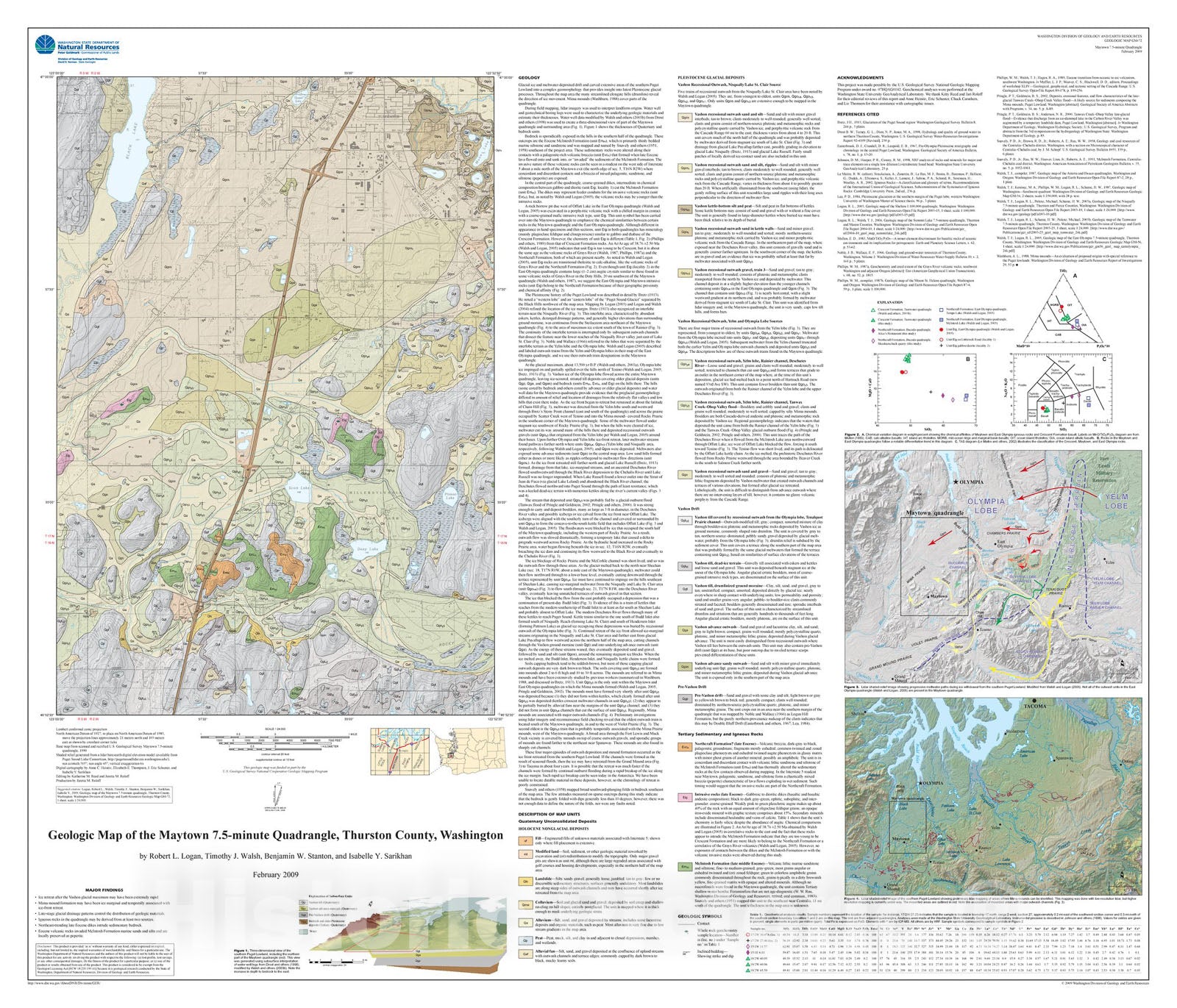 Map : Geologic map of the Maytown 7.5-minute quadrangle, Thurston County, Washington, 2009 Cartography Wall Art :
