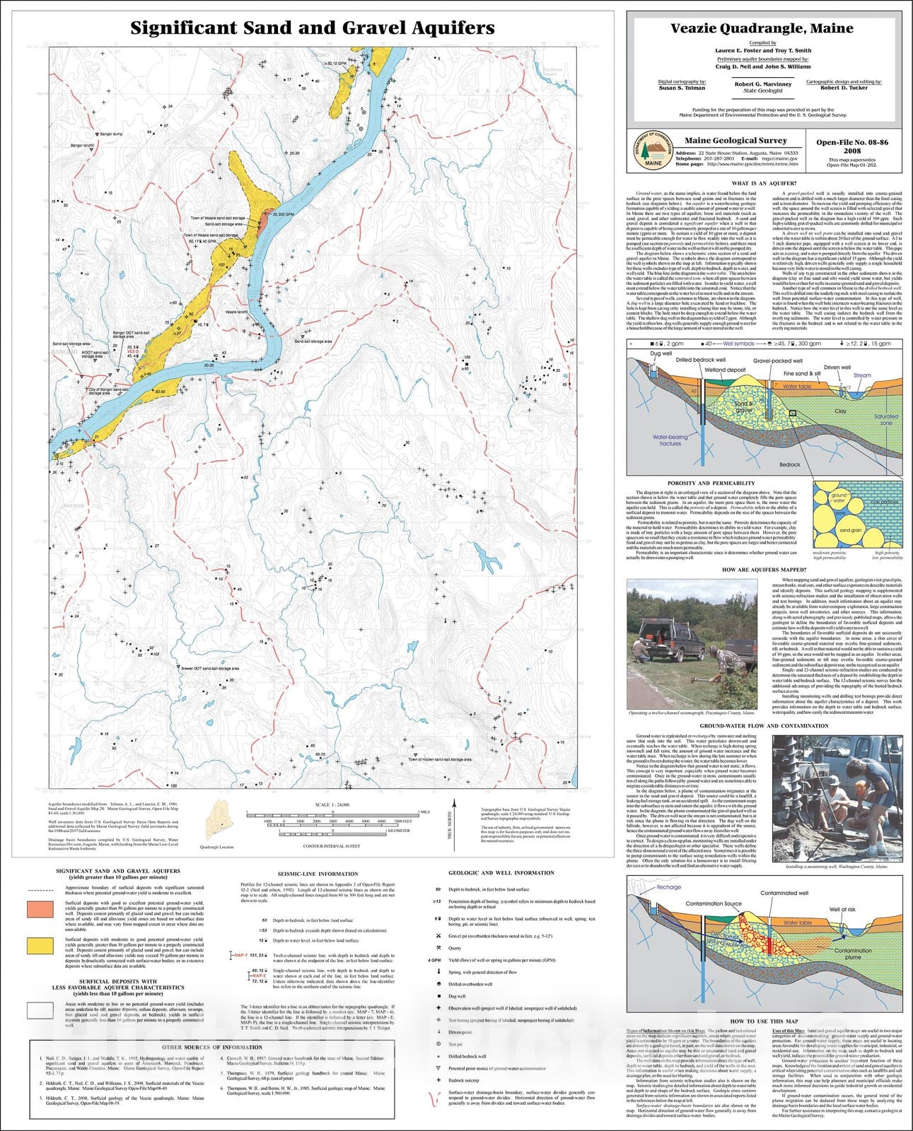 Map : Significant sand and gravel aquifers in the Veazie quadrangle, Maine, 2008 Cartography Wall Art :