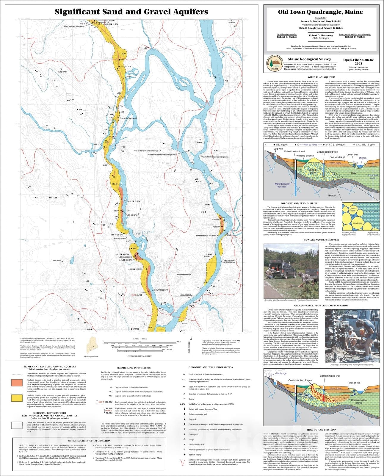 Map : Significant sand and gravel aquifers in the Old Town quadrangle, Maine, 2008 Cartography Wall Art :