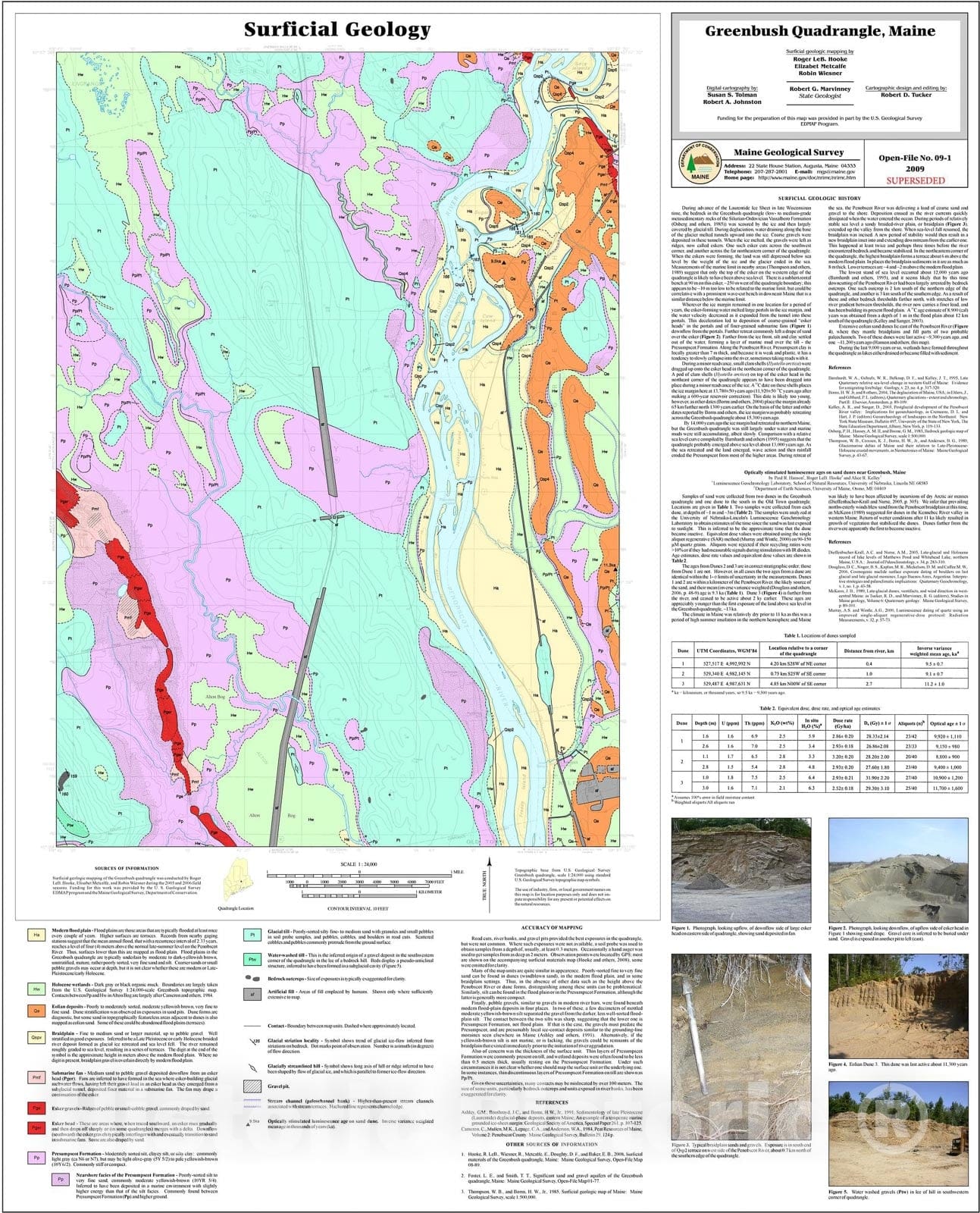Map : Surficial geology of the Greenbush quadrangle, Maine , 2009 Cartography Wall Art :