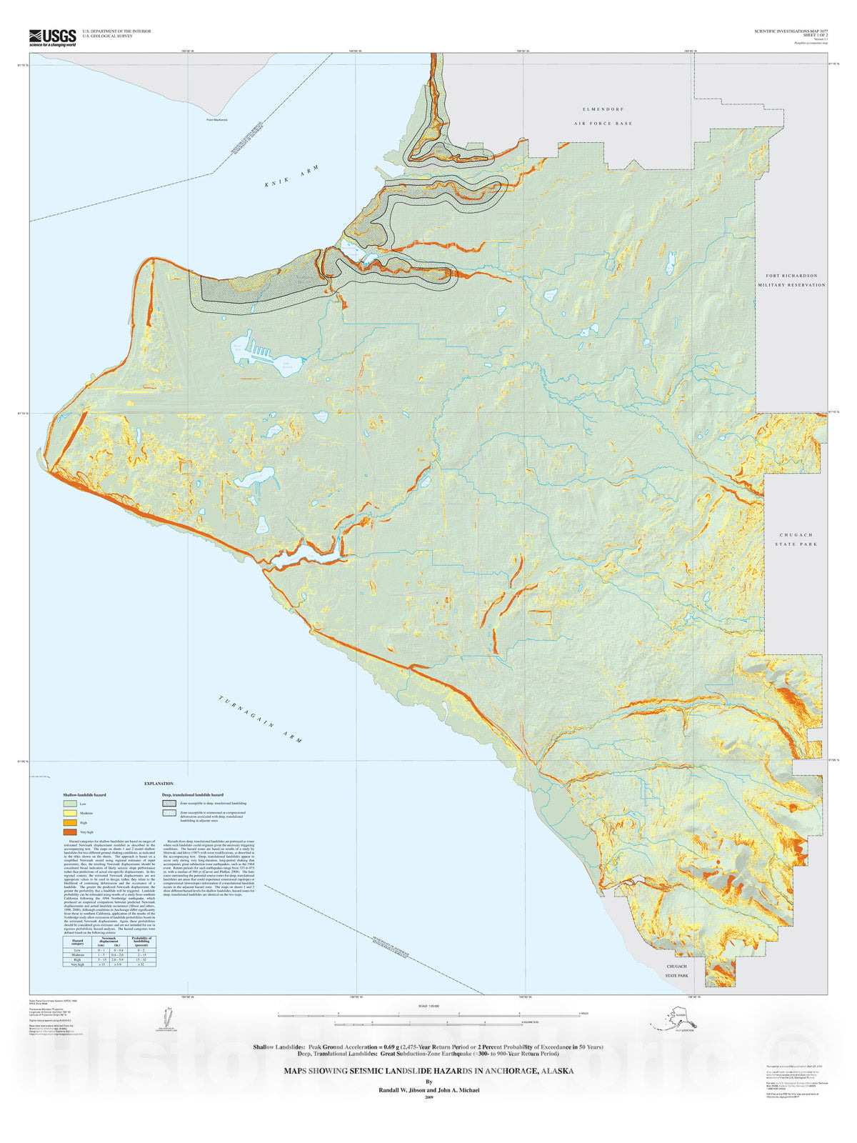 Map : Maps showing seismic landslide hazards in Anchorage, Alaska, 2009 Cartography Wall Art :