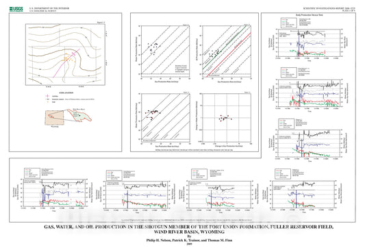 Map : Gas, oil, and water production in the Wind River Basin, Wyoming, 2009 Cartography Wall Art :