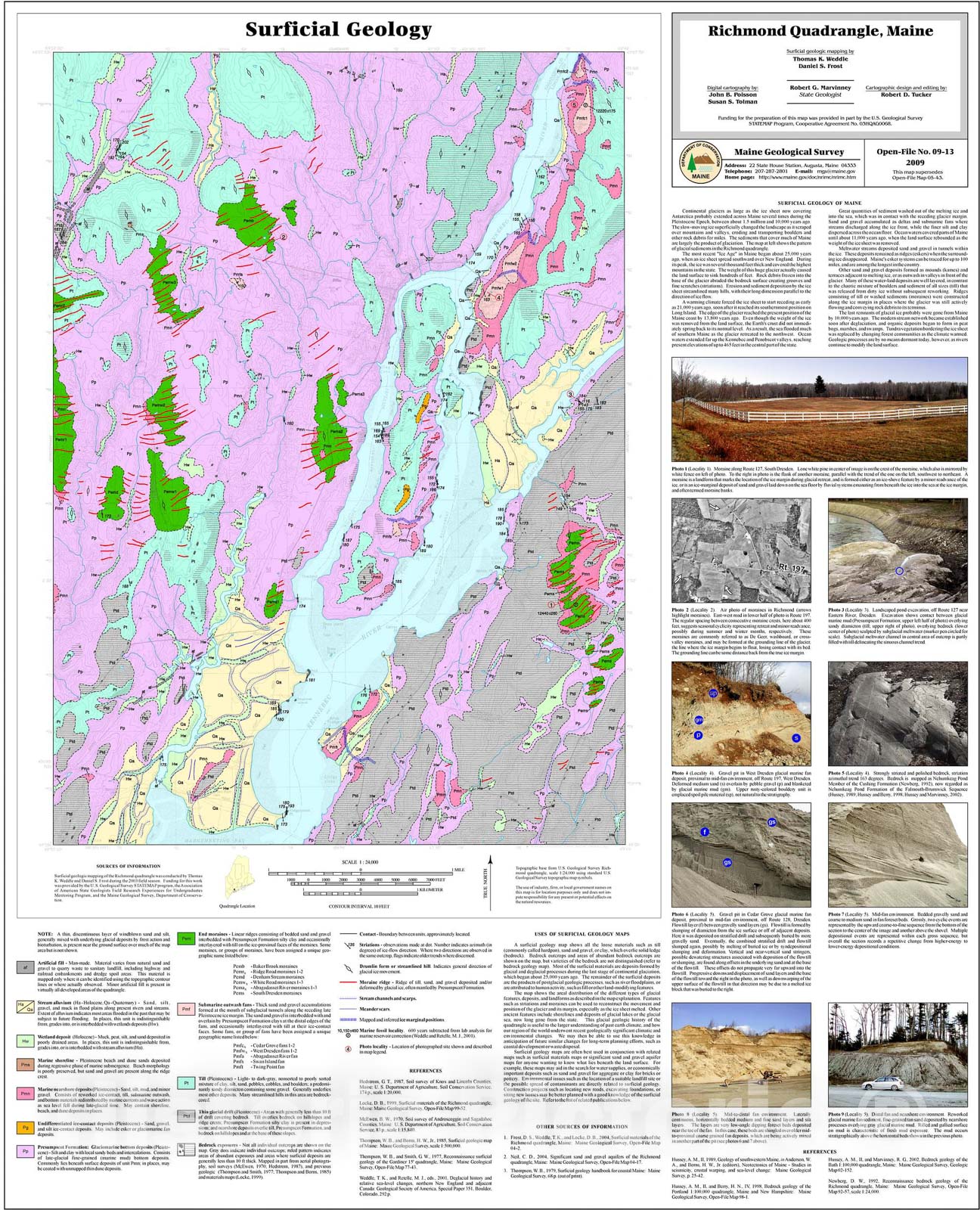Map : Surficial geology of the Richmond quadrangle, Maine, 2009 Cartography Wall Art :