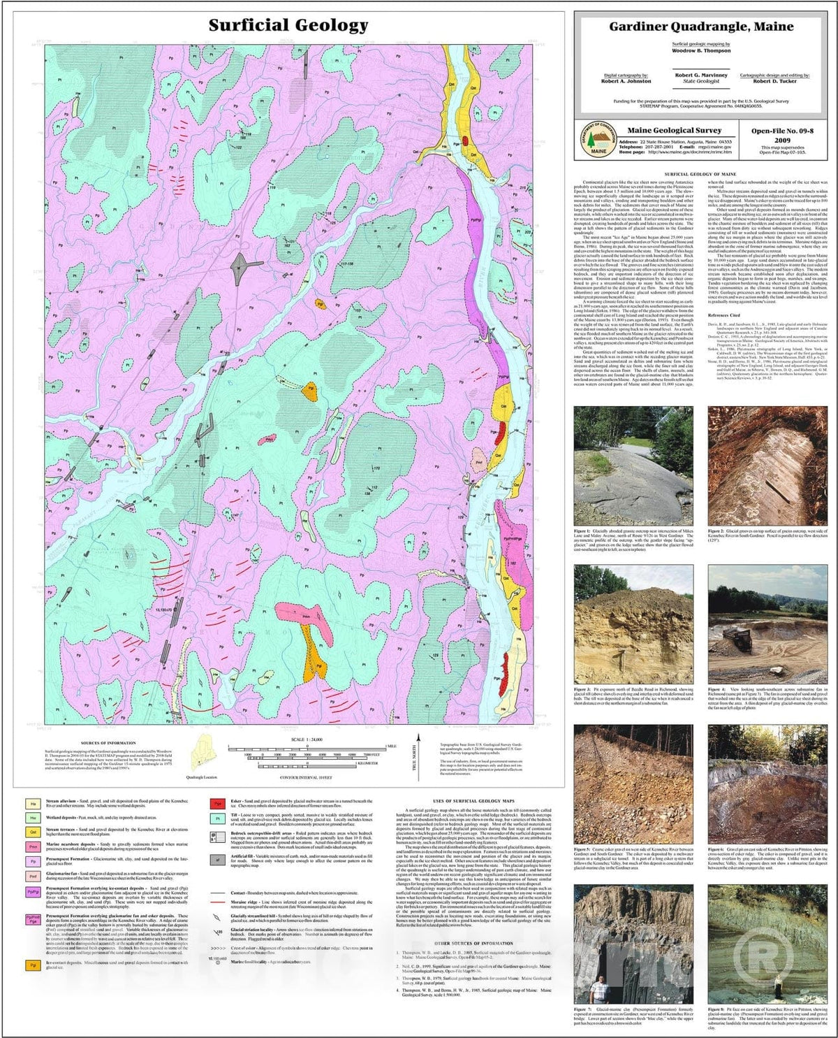 Map : Surficial geology of the Gardiner quadrangle, Maine, 2009 Cartography Wall Art :