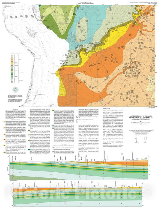 Map : Bedrock geology of the Salem and Delaware City quadrangles, Salem County, New Jersey, 2009 Cartography Wall Art :