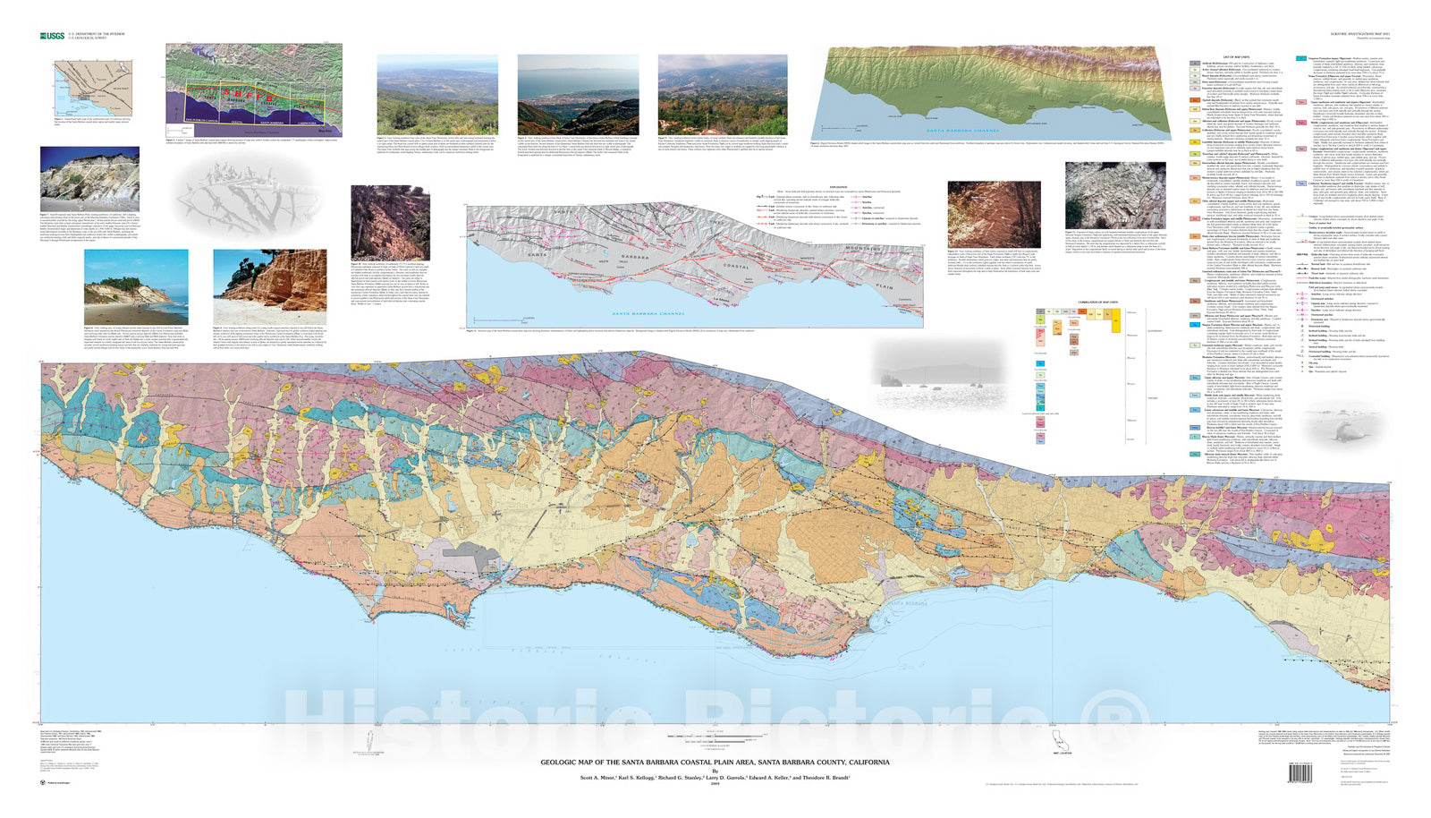 Map : Geologic map of the Santa Barbara coastal plain area, Santa Barbara County, California, 2009 Cartography Wall Art :