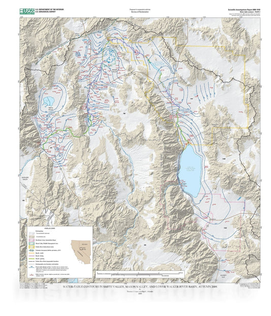 Map : Hydrologic setting and conceptual hydrologic model of the Walker River Basin, west-central Nevada, 2009 Cartography Wall Art :