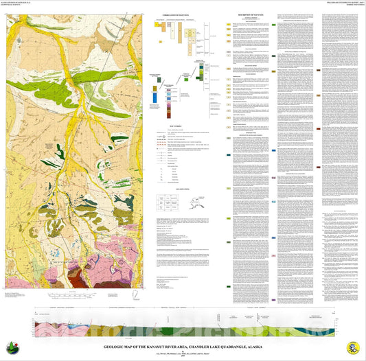 Map : Geologic map of the Kanayut River area, Chandler Lake Quadrangle, Alaska, 2009 Cartography Wall Art :
