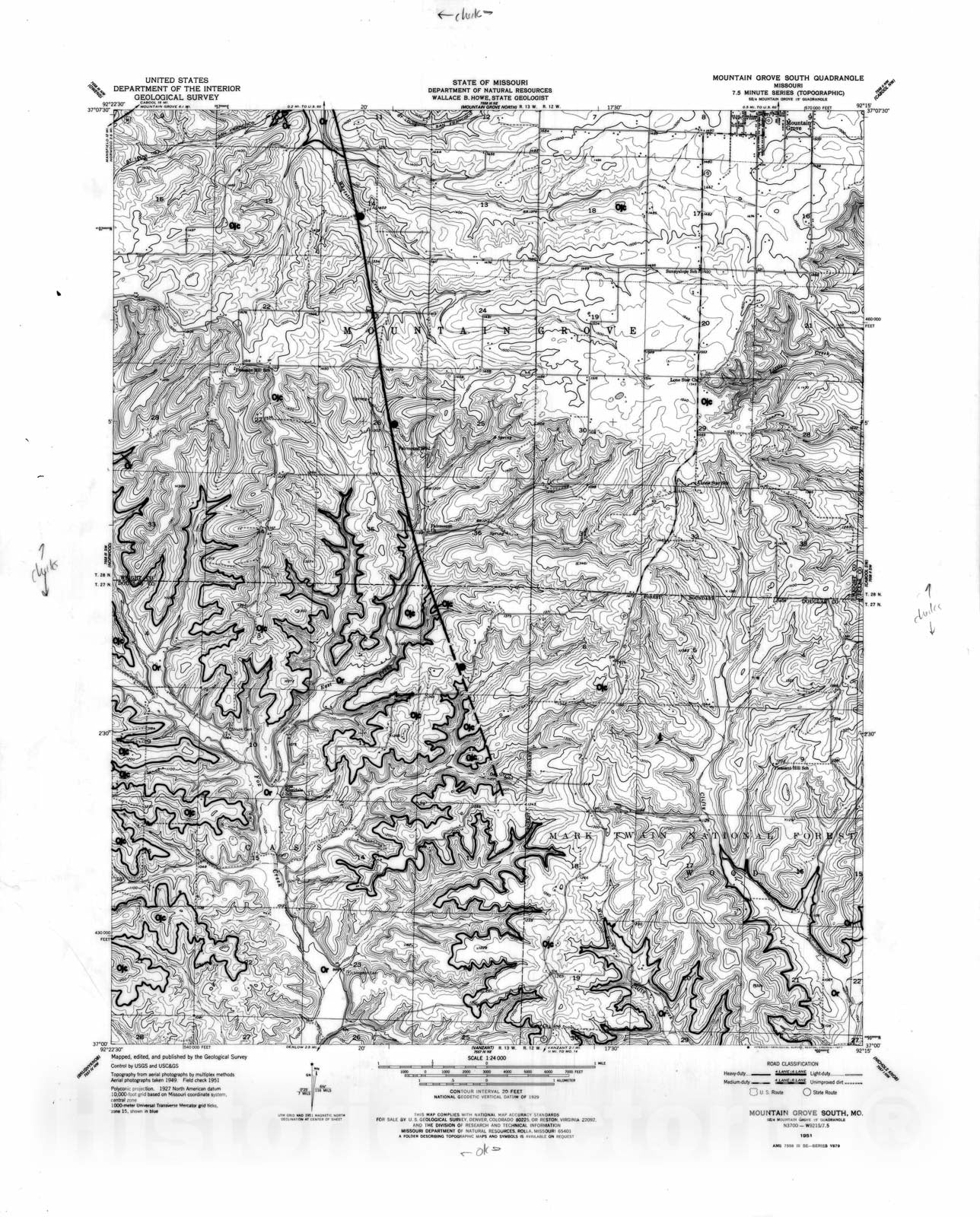 Map : Geology of the Mountain Grove South 7.5' quadrangle, Missouri, 1982 Cartography Wall Art :