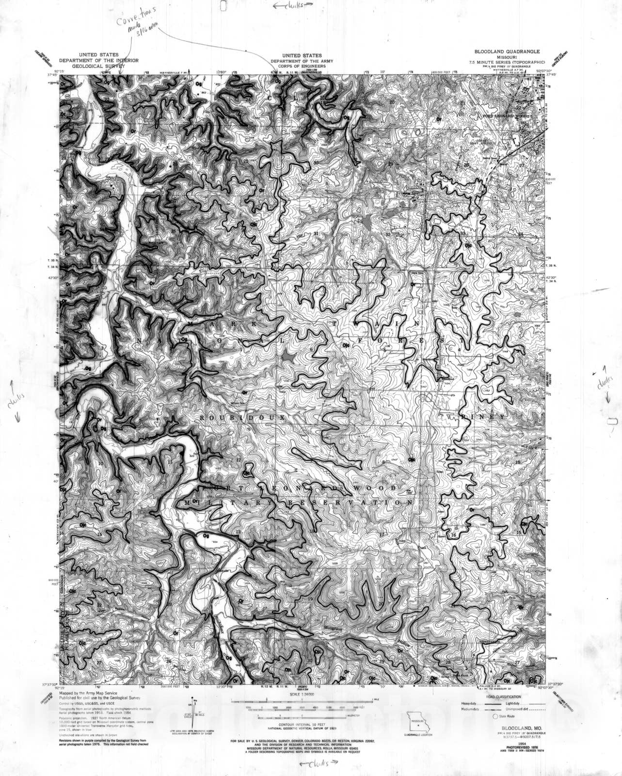 Map : Geology of the Bloodland 7.5' quadrangle, Missouri, 1986 Cartography Wall Art :