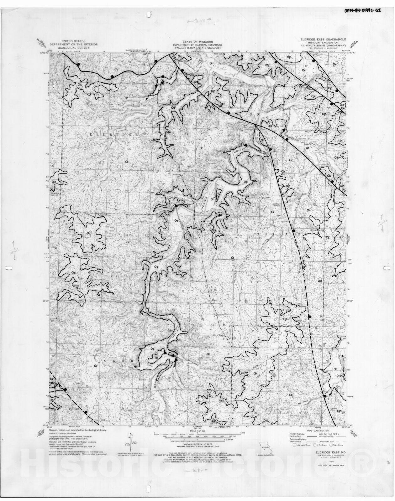 Map : Geology of the Eldridge East seven 1/2' quadrangle, Missouri, 1984 Cartography Wall Art :