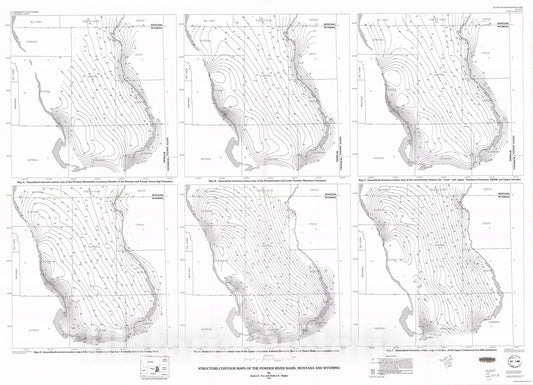 Map : Structure contour maps of the Powder River Basin, Montana and Wyoming, 1996 Cartography Wall Art :