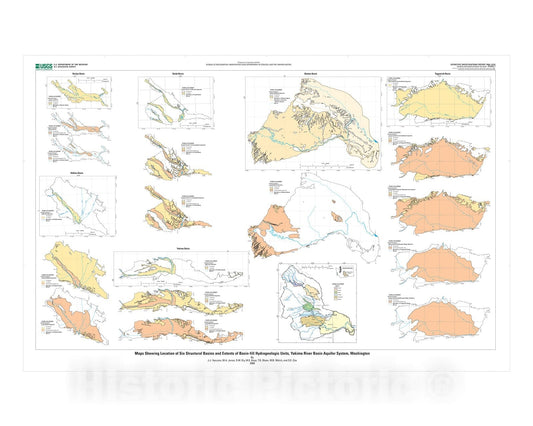 Map : Hydrogeologic framework of the Yakima River basin aquifer system, Washington, 2009 Cartography Wall Art :