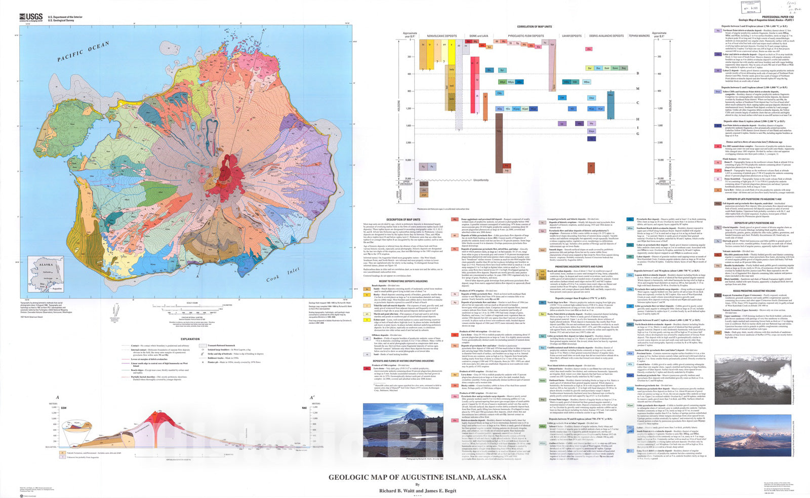 Map : Volcanic processes and geology of Augustine Volcano, Alaska, 2009 Cartography Wall Art :