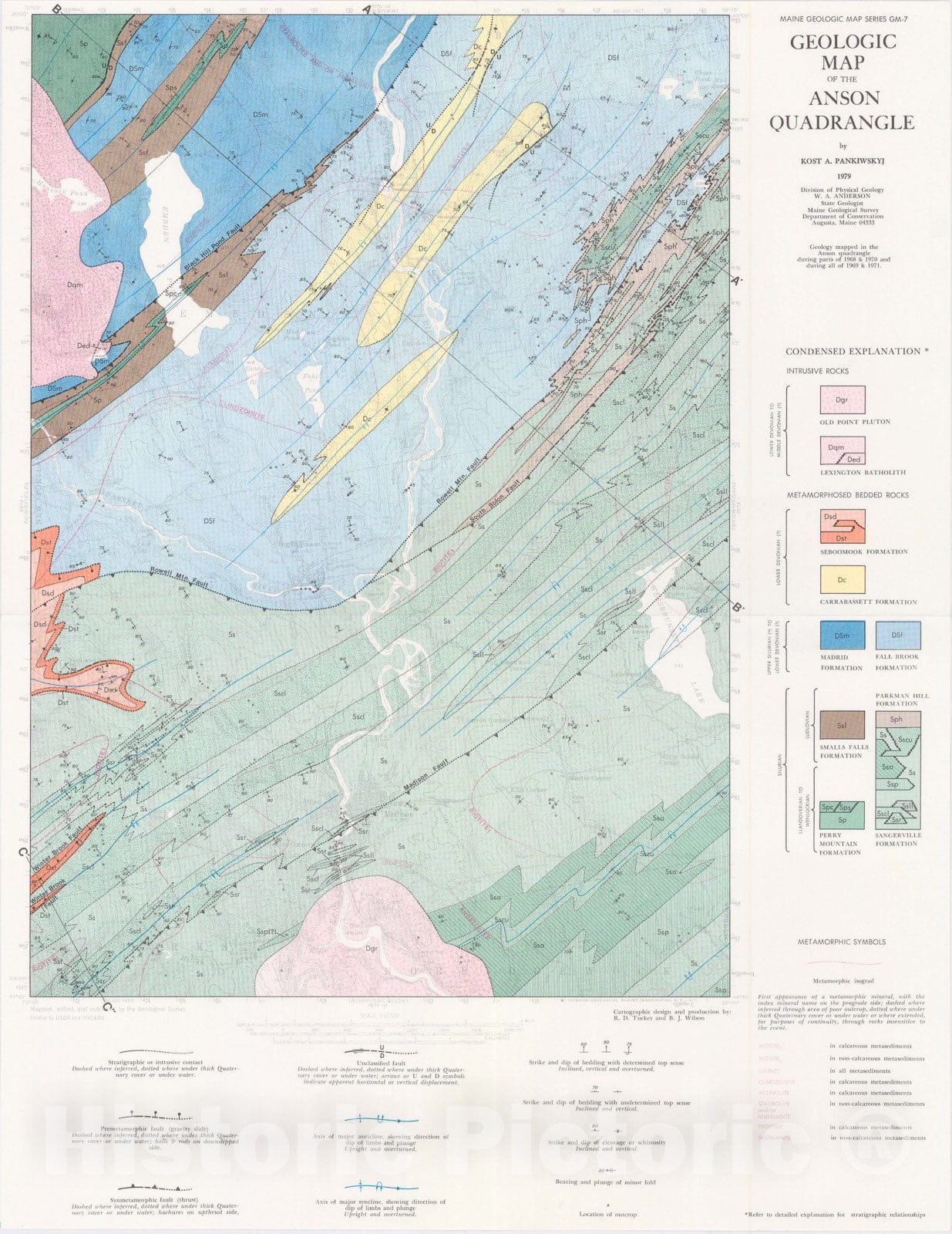Map : Geologic maps of the Kingfield and Anson quadrangles [Franklin and Somerset Counties, Maine], 1979 Cartography Wall Art :