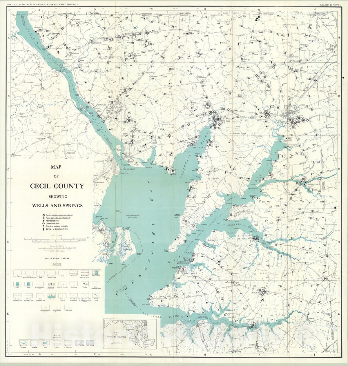 Map : The water resources of Cecil, Kent, and Queen Annes Counties [Maryland], 1958 Cartography Wall Art :