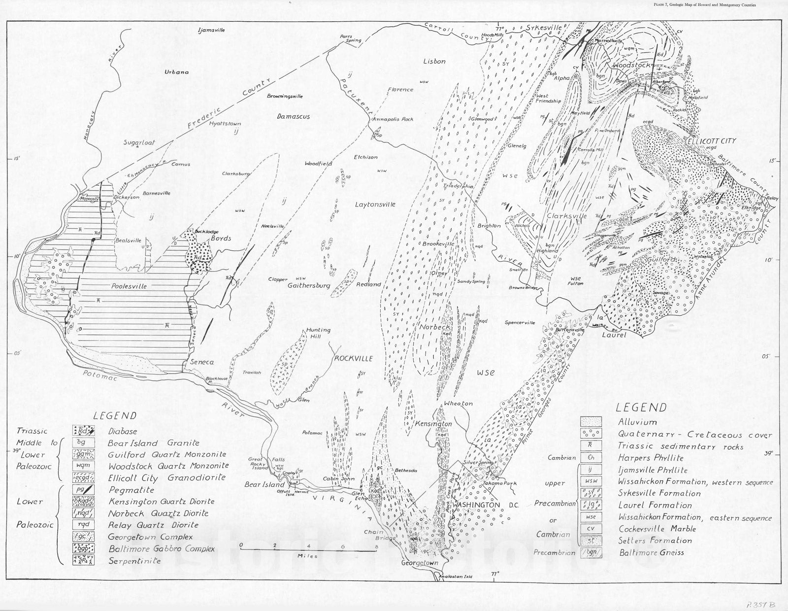 Map : The geology of Howard and Montgomery Counties [Maryland], 1964 Cartography Wall Art :