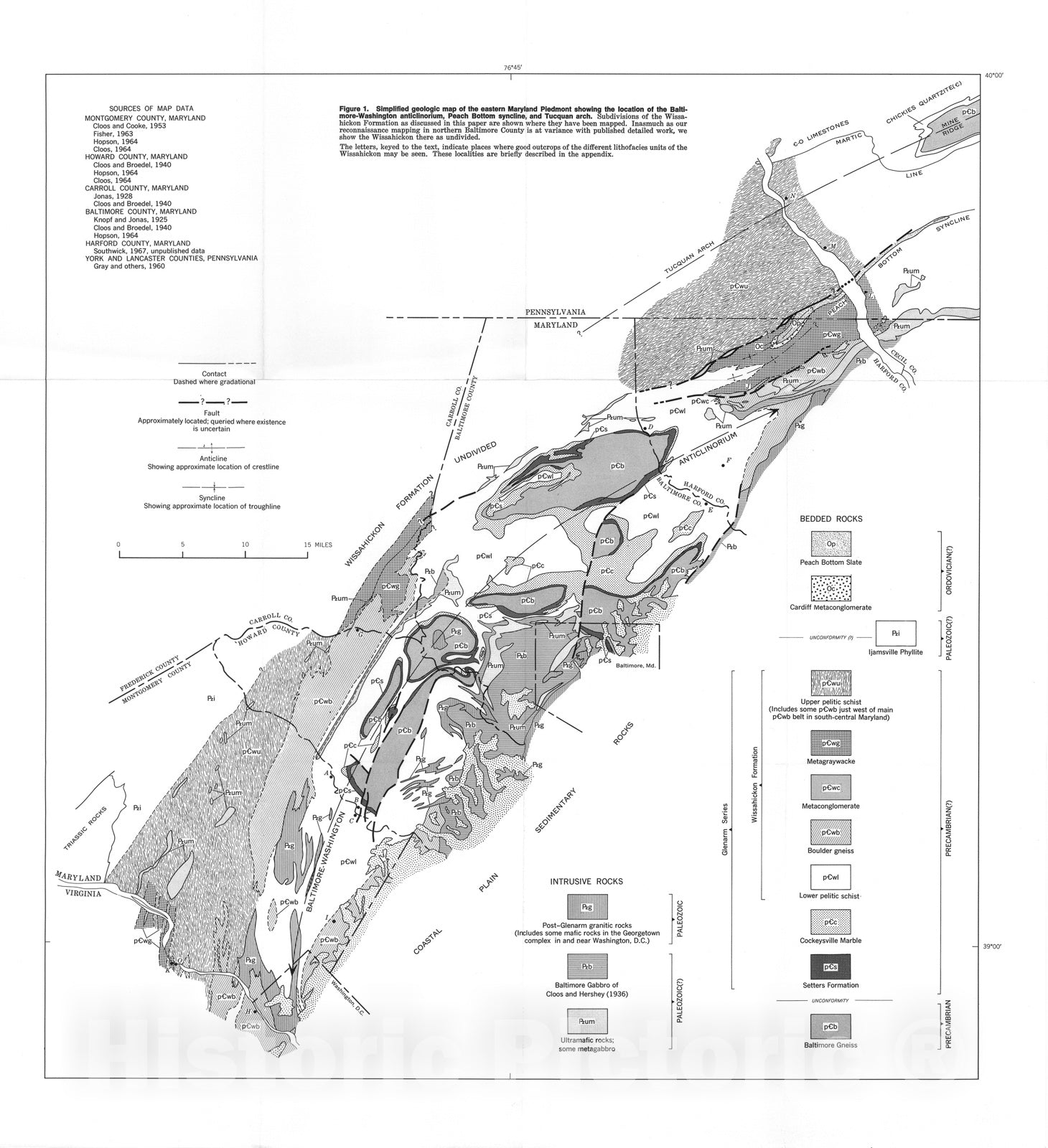 Map : Revision of stratigraphic nomenclature of the Glenarm series in Maryland, 1967 Cartography Wall Art :
