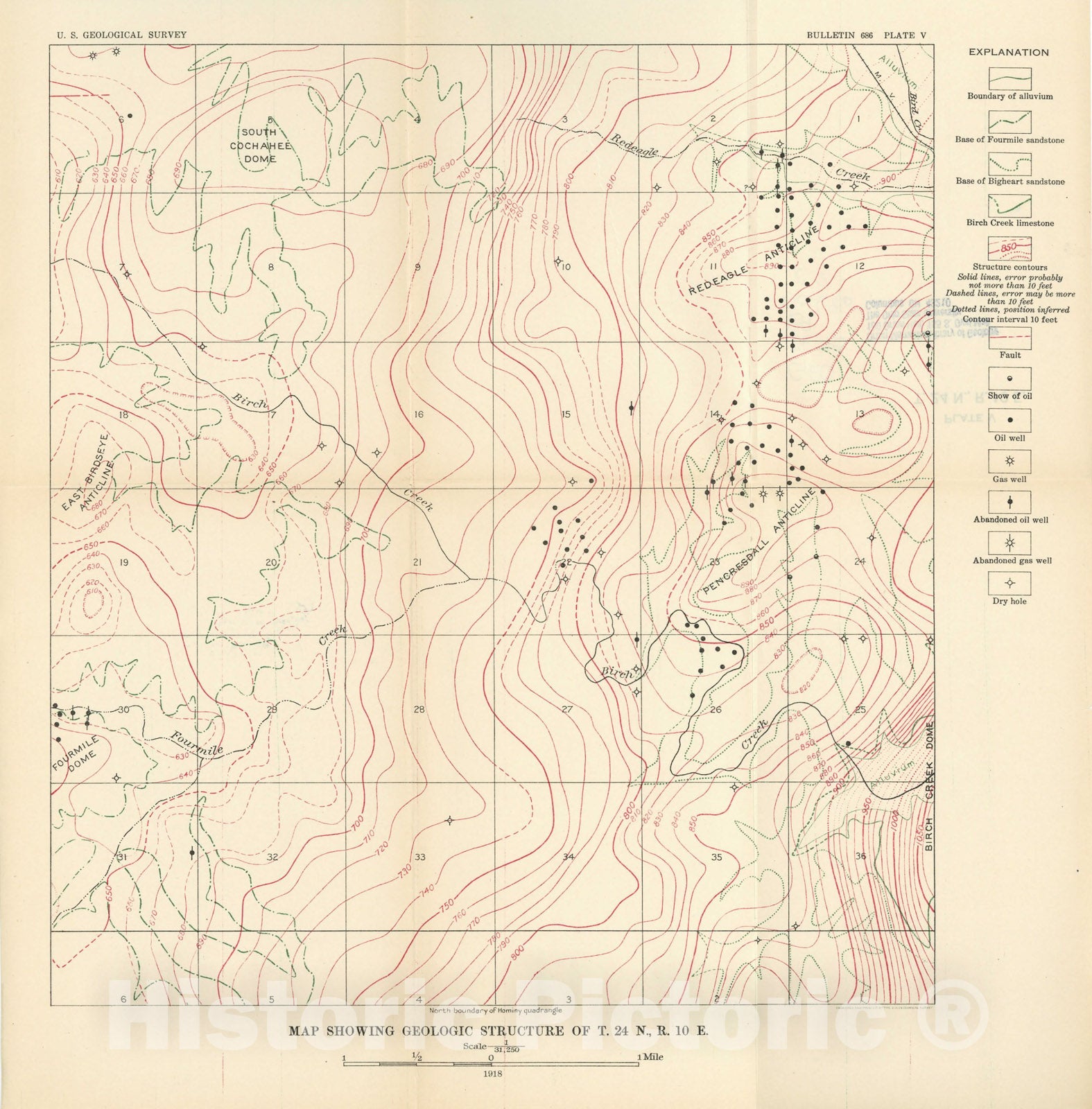 Map : T. twenty-four N., R. ten E., 1922 Cartography Wall Art :