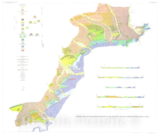 Map : Geology of the Shaviovik and Sagavanirktok Rivers region. Alaska, 1961 Cartography Wall Art :