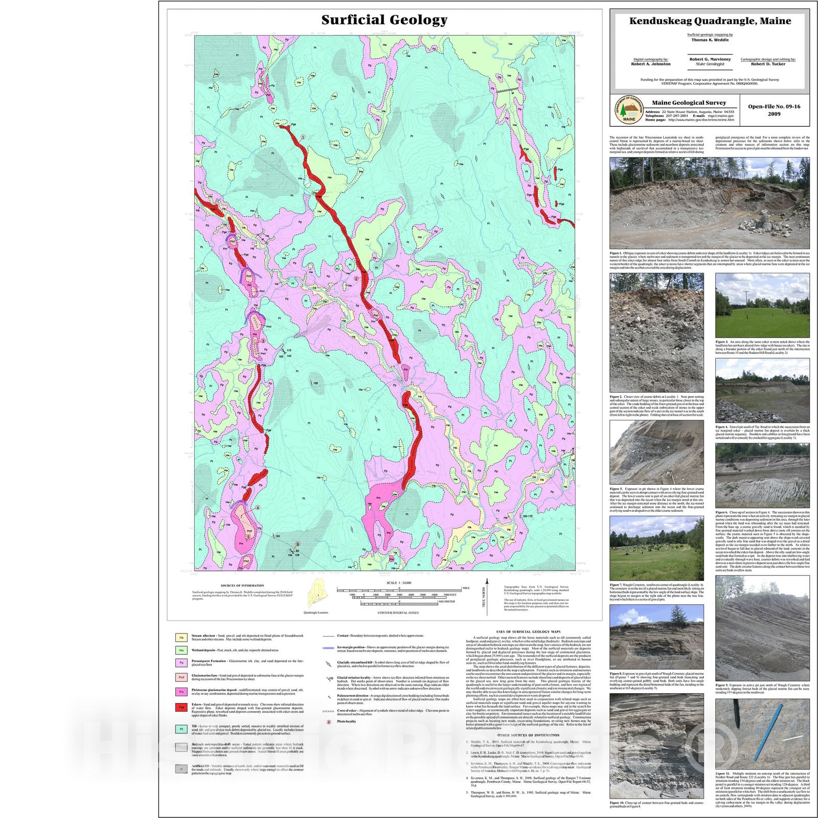 Map : Surficial geology of the Kenduskeag quadrangle, Maine, scale 1:24000, 2009 Cartography Wall Art :