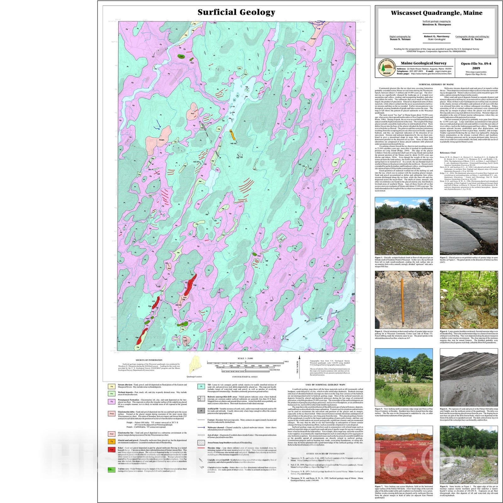 Map : Surficial geology of the Wiscasset quadrangle, Maine, 2009 Cartography Wall Art :