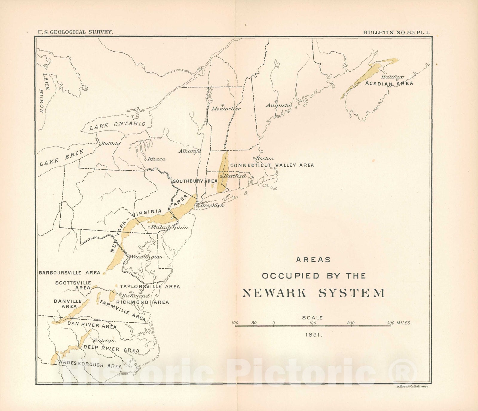 Map : Correlation papers; the Newark system, 1892 Cartography Wall Art :