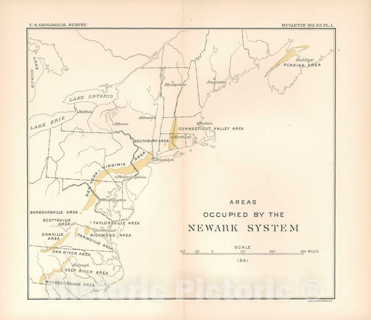 Map : Correlation papers; the Newark system, 1892 Cartography Wall Art :