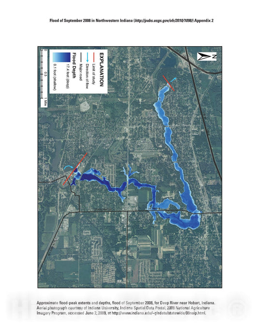 Map : Flood of September 2008 in northwestern Indiana, 2010 Cartography Wall Art :