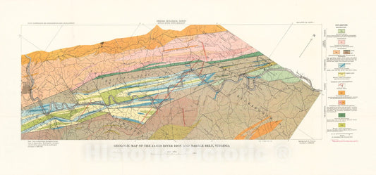 Map : James River iron and marble belt, Virginia, 1935 Cartography Wall Art :