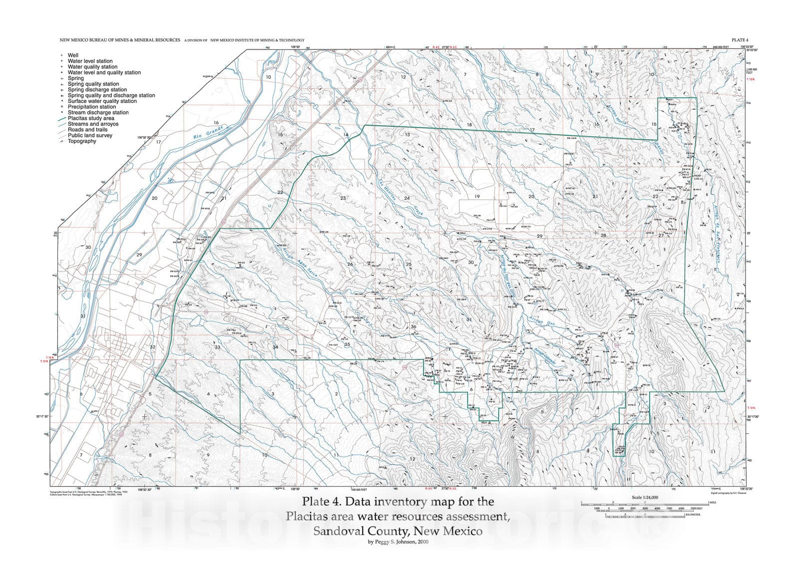 Map : Potentiometric surface (April 1998) and long-term water level changes, 2002 Cartography Wall Art :