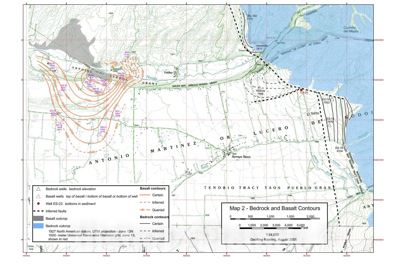 Map : Bedrock and basalt contours, 2005 Cartography Wall Art :