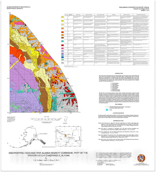 Map : Engineering-geologic map of the Alaska Highway Corridor, Robertson River to Tetlin Junction, Alaska [4 sheets], 2010 Cartography Wall Art :