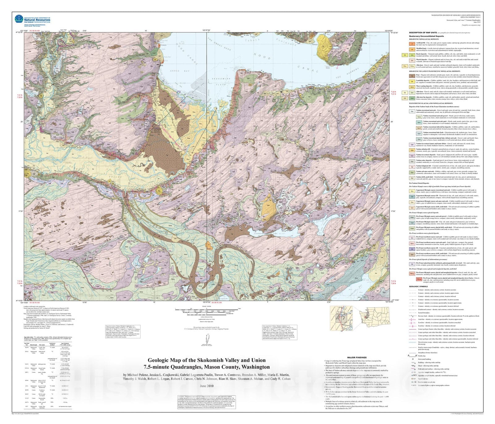 Map : Geologic map of the Skokomish Valley and Union 7.5-minute quadrangles, Mason County, Washington , 2010 Cartography Wall Art :