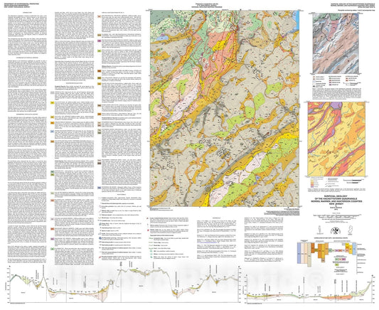 Map : Surficial geology of the Hackettstown quadrangle, Morris, Warren, and Hunterdon counties, New Jersey, 2010 Cartography Wall Art :