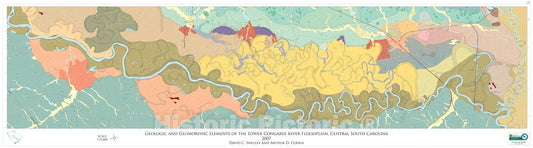 Map : Geologic and geomorphic elements of the lower Congaree River floodplain, central South Carolina, 2007 Cartography Wall Art :