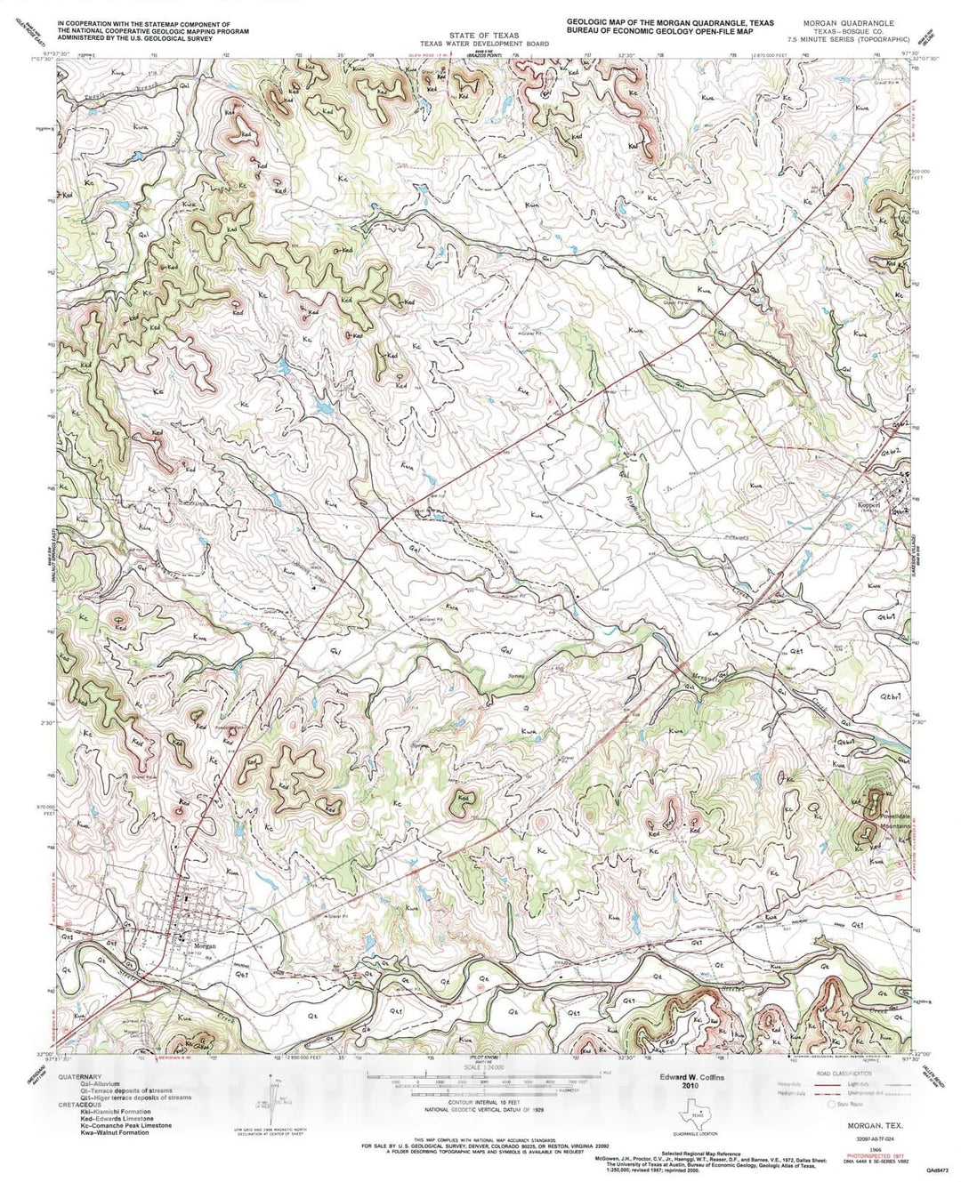 Map : Geologic map of the Morgan quadrangle, Texas, 2009 Cartography Wall Art :