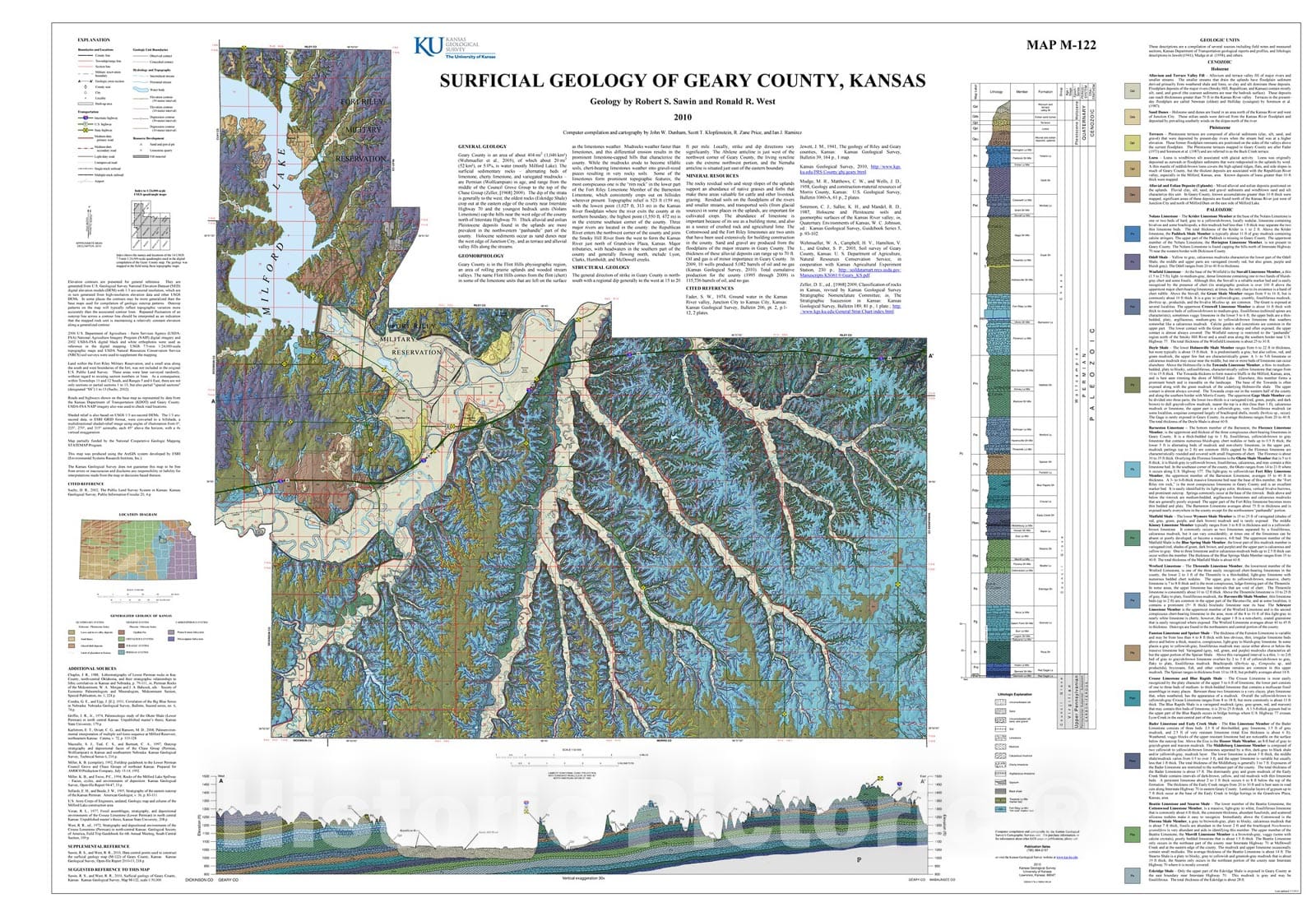 Map : Surficial Geology of Geary County, Kansas, 2010 Cartography Wall Art :