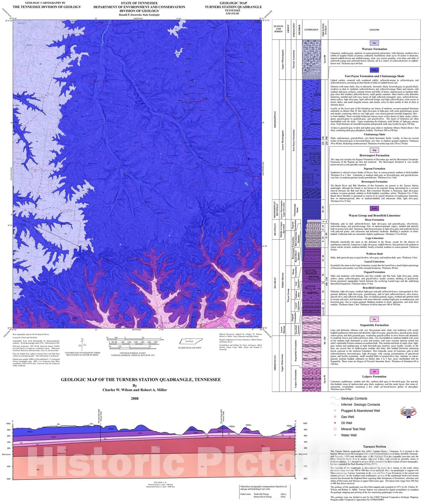 Map : Geologic Map and Mineral Resources Summary of the Turners Station Quadrangle, 2008 Cartography Wall Art :