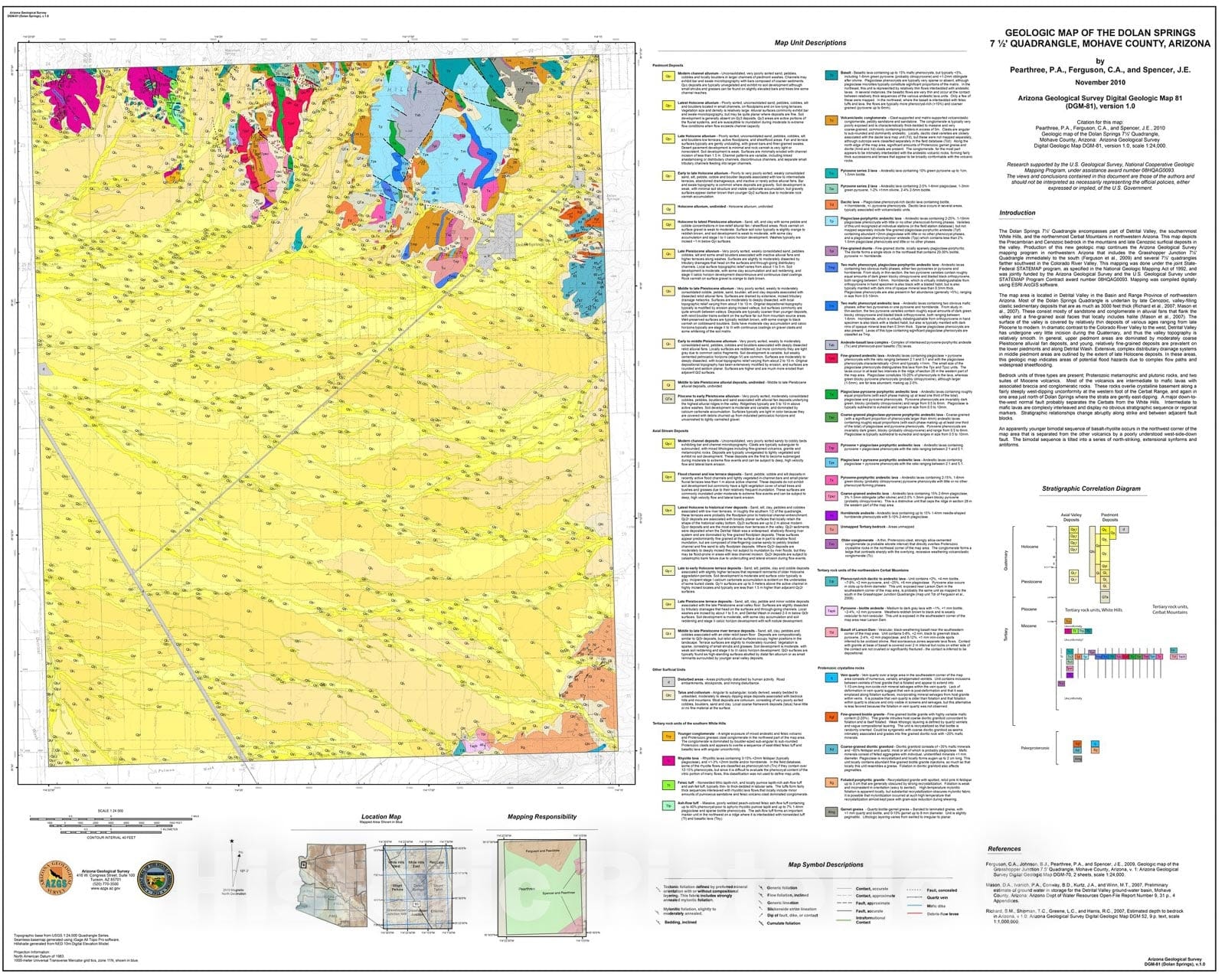 Map : Geologic map of the Dolan Spring 7.5' Quadrangle, Mohave County, Arizona, 2010 Cartography Wall Art :